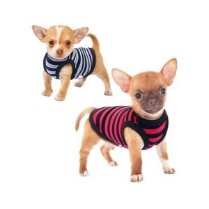 Small Dog Shirt, 2-Pack Striped, Dog Clothes
Breathable Cotton,Red & Grey XXS